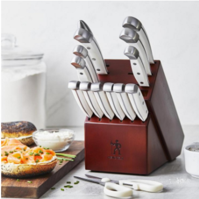 J.A. Henckels International Statement 15 Piece Knife Block Set with White Handles