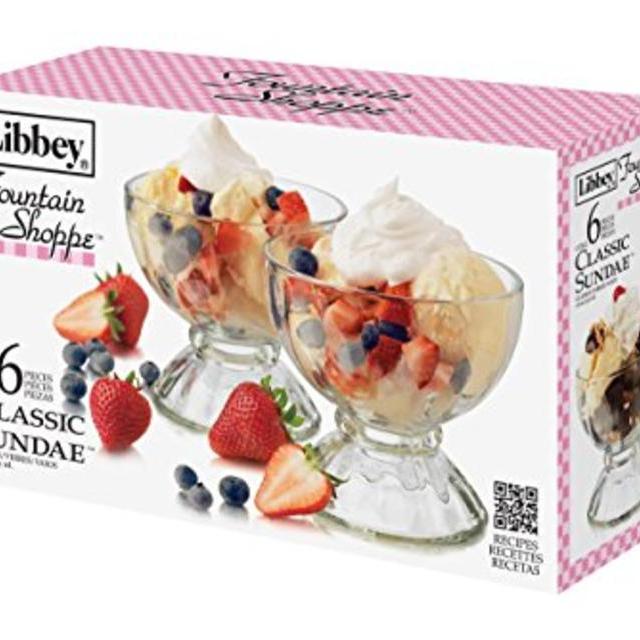 Libbey 6-Piece Fountain Shoppe Classic Sundae Glass, 18-Ounce, Clear