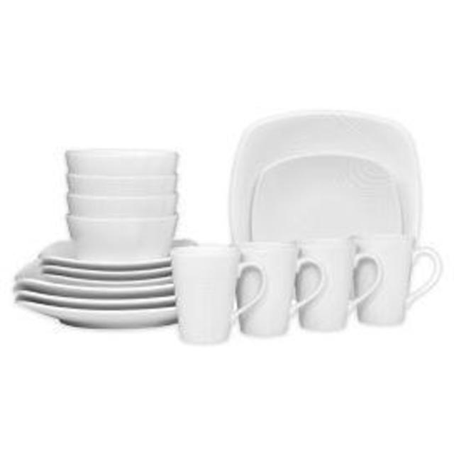 Noritake® White on White Dune Square 16-Piece Dinnerware Set