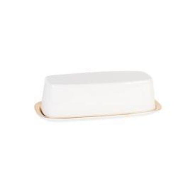 Nevaeh White® by Fitz and Floyd® Grand Rim Gold Covered Butter Dish