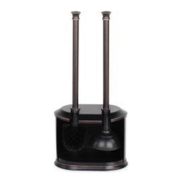 Alumiluxe Toilet Brush and Plunger Set with Holder