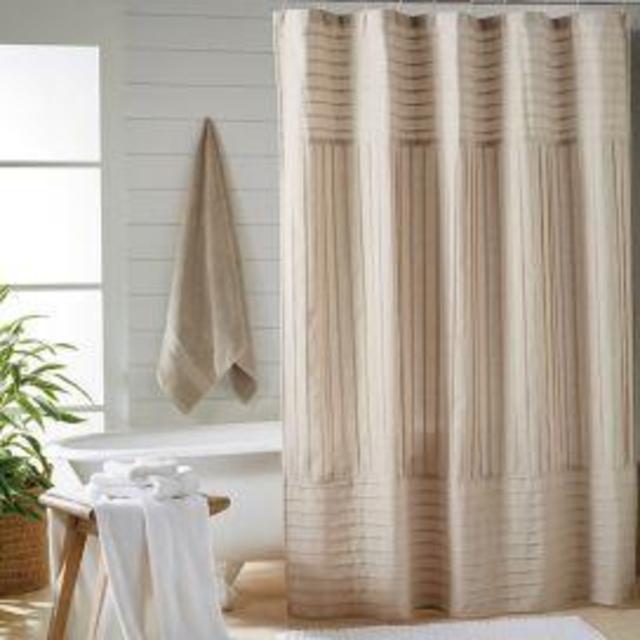DKNY Pure Pintuck Shower Curtain in Pink/Oatmeal