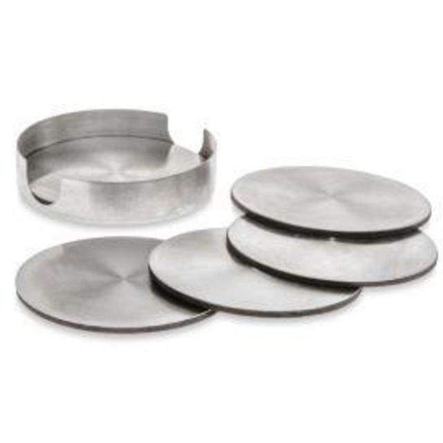 Stainless Steel Coaster with Holder (Set of 6)