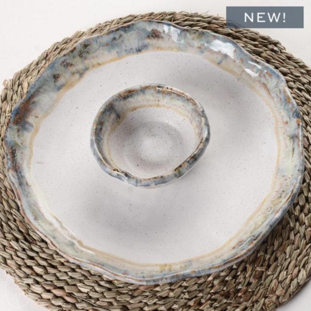 Etta B - Chip And Salsa Dish - Hand made Mississippi pottery