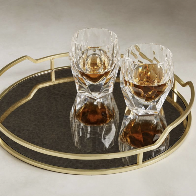 Fishs Eddy Gilded Café Mirror Tray, Round