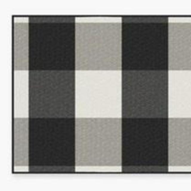 Outdoor Gingham Plaid Black & White Rug