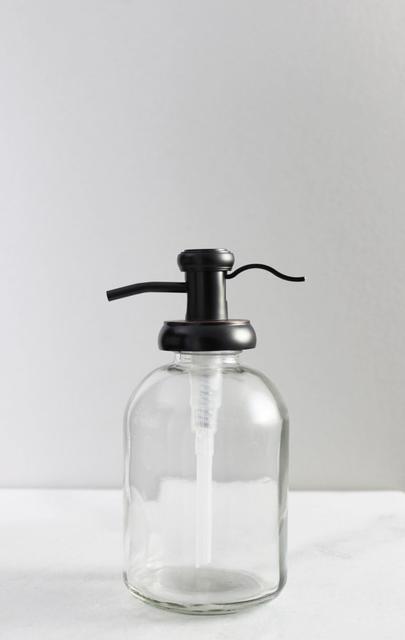 Bell Glass Soap Dispenser with Antique Bronze Pump