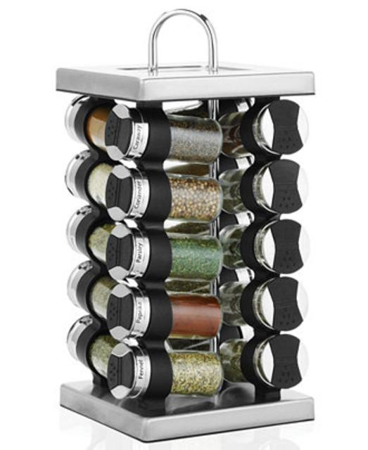 Martha Stewart Collection Square Stainless Steel Spice Rack, 21-Piece Set