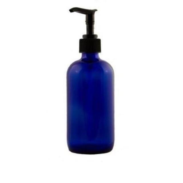 8 oz Cobalt Blue Glass Soap Dispenser with Black Pump