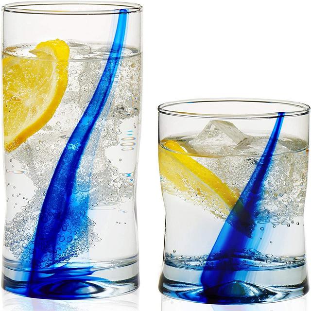 Libbey Blue Ribbon Impressions 16-Piece Tumbler and Rocks Glass Set