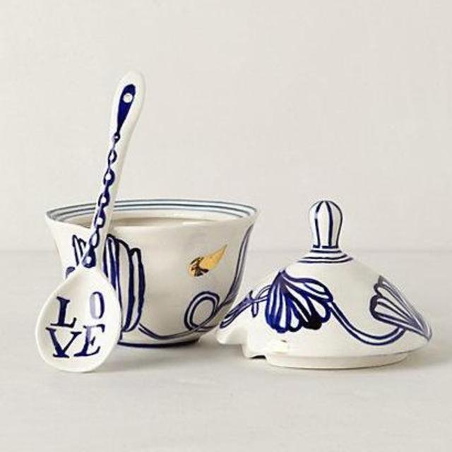 Jardin Des Plantes Sugar Pot - Blue