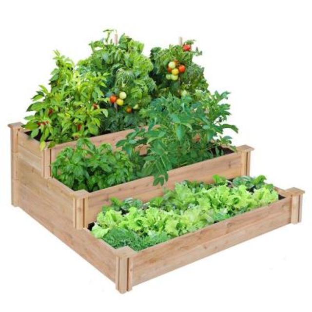 4 ft. x 4 ft. x 21 in. 3-Tiered Cedar Raised Garden Bed