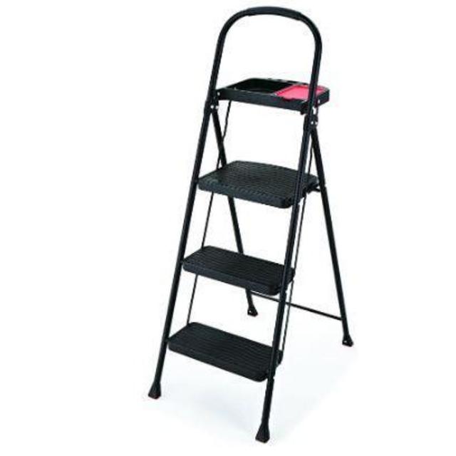 Rubbermaid RMS-3T 3-Step Steel Step Stool with Project Tray, 225-pound Capacity,Black