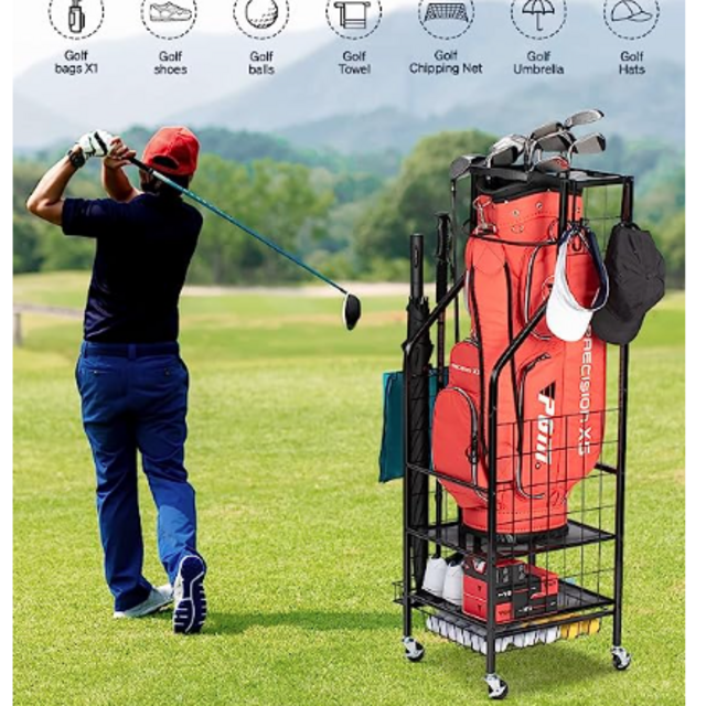 FHXZH Golf Bag Storage Rack for Garage, Golf Bag Organizer and Golf Accessories, Golf Bag Storage Stand and Golf Equipment Rack for Garage,Golf Club, Shed, Basement