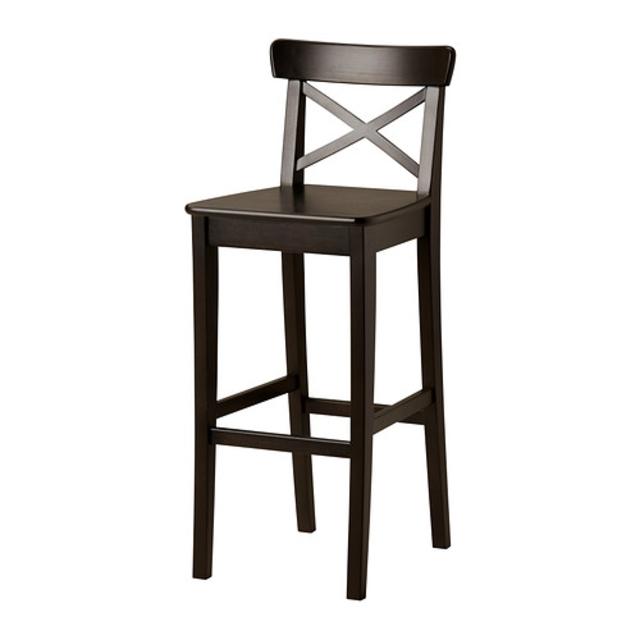 INGOLF				Bar stool with backrest, brown-black
