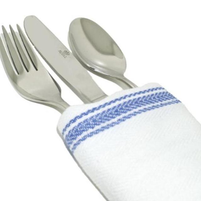 Royal 15 PACK Classic Kitchen Towels, 100% Natural Cotton, 14 x 25, Commercial Restaurant Grade, Herringbone Weave Dish Cloth, Absorbent and Lint-Free, Machine Washable, White with Blue Stripe