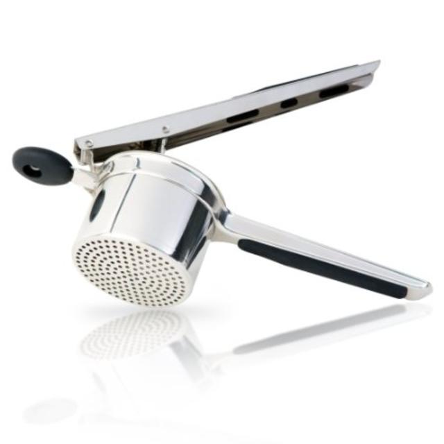 Priority Chef Potato Ricer and Masher, 18/10 Stainless Steel, Black Handles