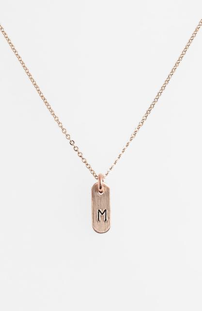 'Mini Initial' 14k-Gold Fill Bar Necklace. Initial: M