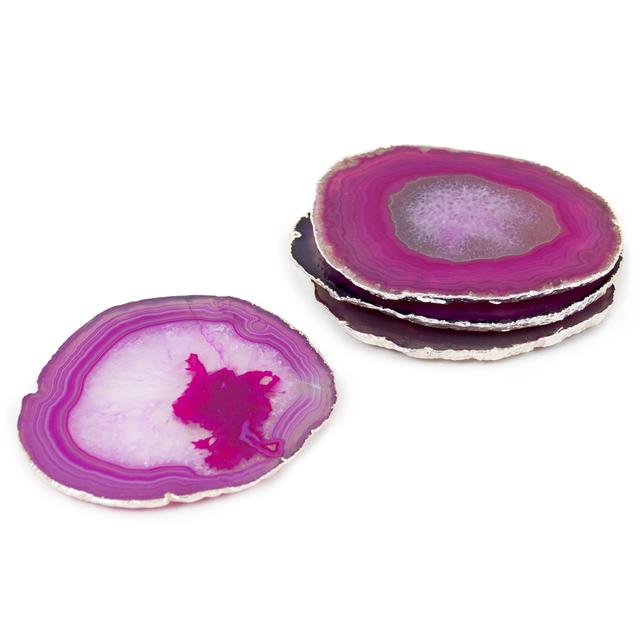 Pink and Silver Agate Coasters