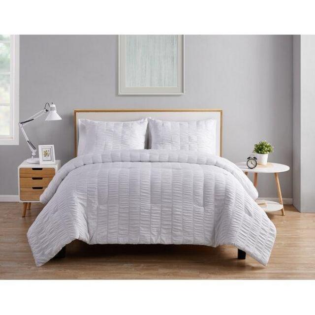 Dariel Seersucker Comforter Set - King - WHITE