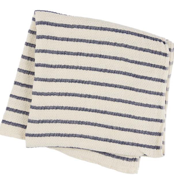 Navy Stripe Lattice Woven Bath Towel