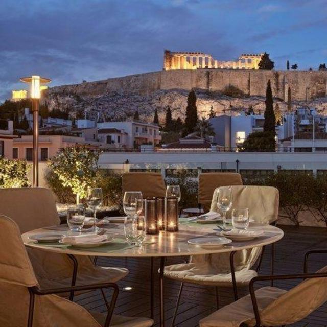 Rooftop dinner in Athens