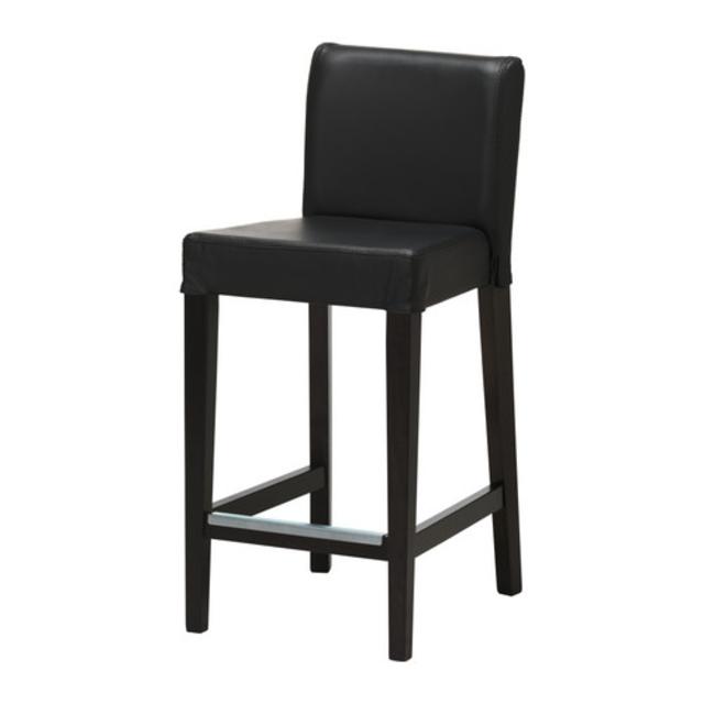 HENRIKSDAL				Bar stool with backrest, brown-black, Glose black