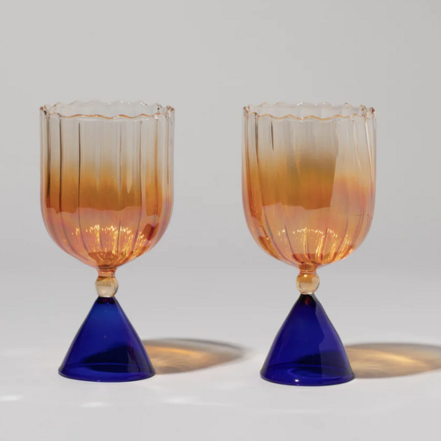 Amber Wine Calypso Glass Set