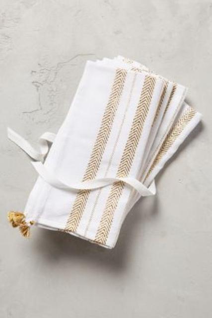 Golden Herringbone Napkin Set