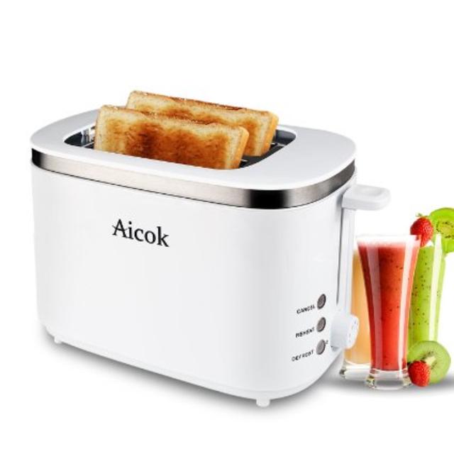 Aicok Compact Cool Wall 2-slice Toaster, White (2-Slice)