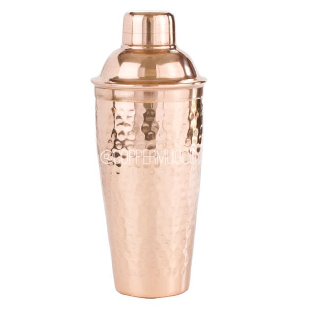 Solid Copper Cocktail Shaker - Hammered