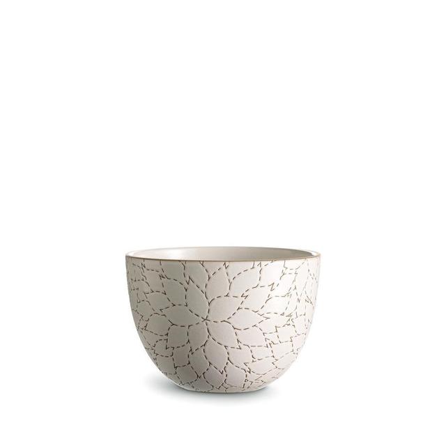 Heath Ceramics Alabama Chanin Camellia Etched Deep Serving Bowl in Opaque White