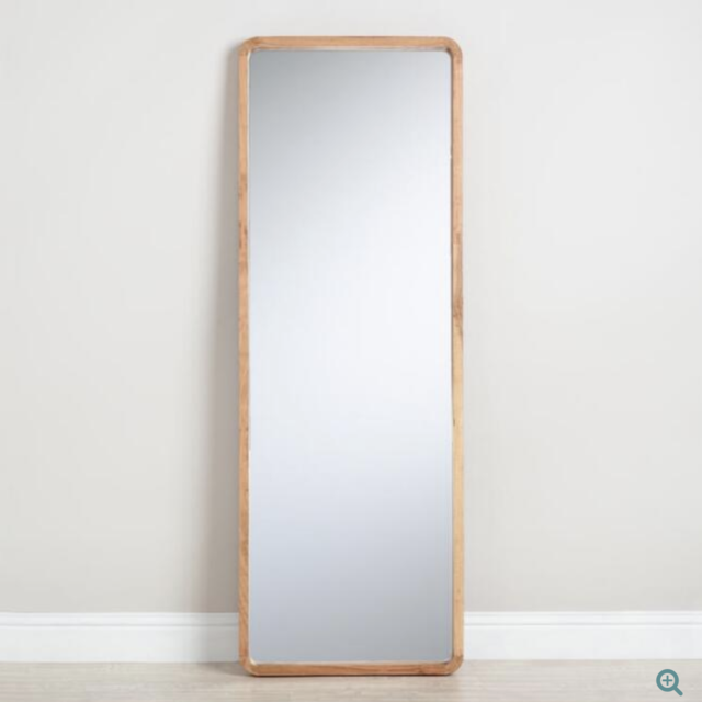 Natural Wood Leaning Full Length Floor Mirror