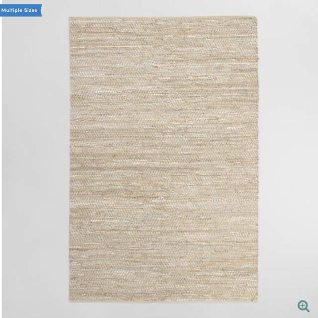 Metallic Gold and Ivory Leather and Jute Woven Area Rug 8'x10'