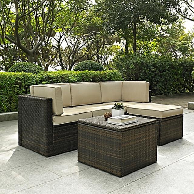 Crosley Palm Harbor Collection 5-Piece Outdoor Wicker Sectional Set