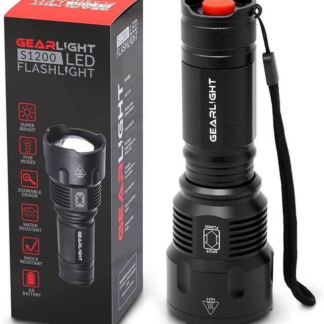 GearLight High-Powered LED Flashlight S1200 - Mid Size, Zoomable, Water Resistant, Handheld Light with 5 Modes - Best High Lumen Camping, Outdoor, Emergency Flashlights