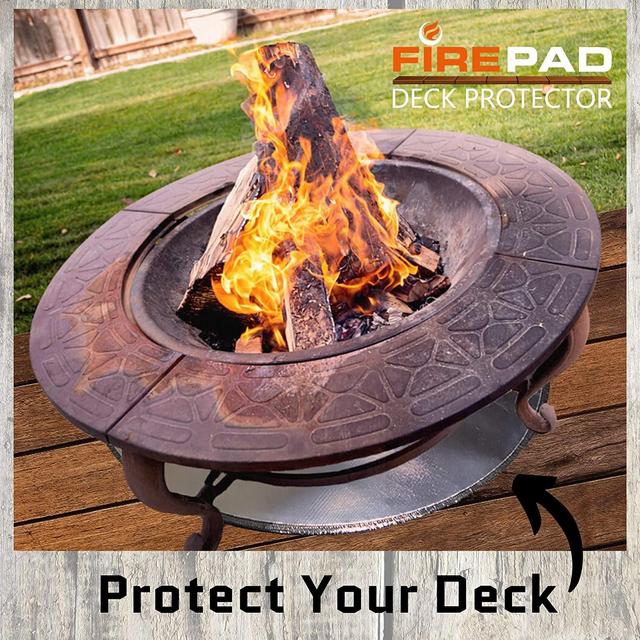 Newtex FirePad High Temp Deck Protector 36 Inch Heat Shield Protects Deck, Patio, Lawn from Fire and Spills Perfect for Firepits, Bonfires, Grills, Hot Outdoor Activities. Deck Defender, Made in USA