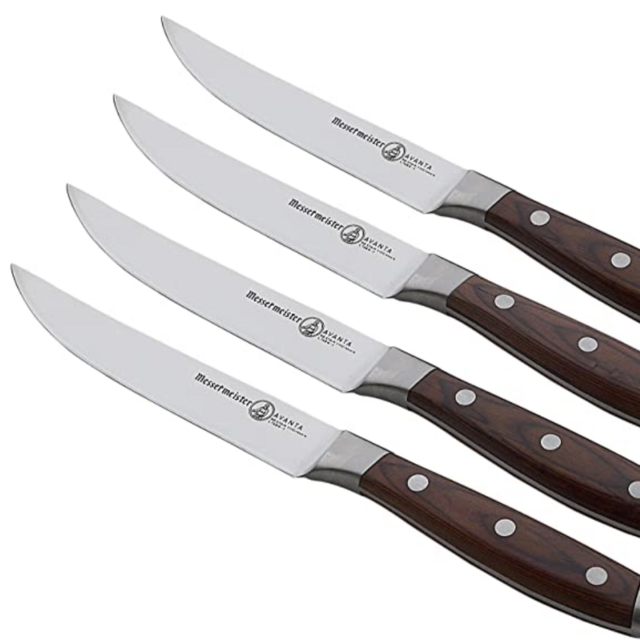 Messermeister Avanta Fine Edge Steak Knife Set, 4-Piece, Pakkawood Handle