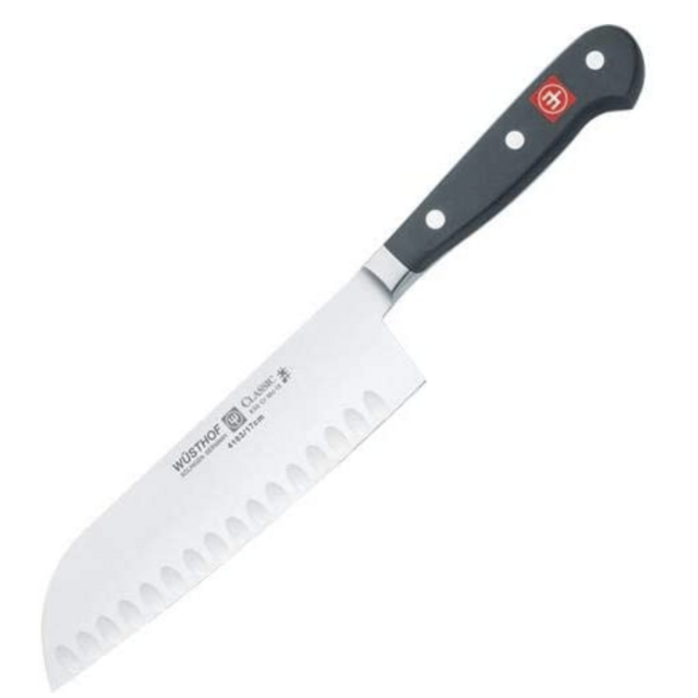 Wusthof 4183 Wusthof Classic Hollow Edge Santoku Knife 7, 7", Black