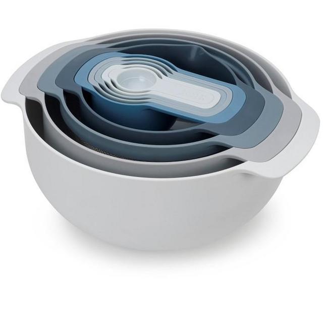 Joseph Joseph Nest 9 Plus, 9-Piece Compact Food Preparation Set, Sky