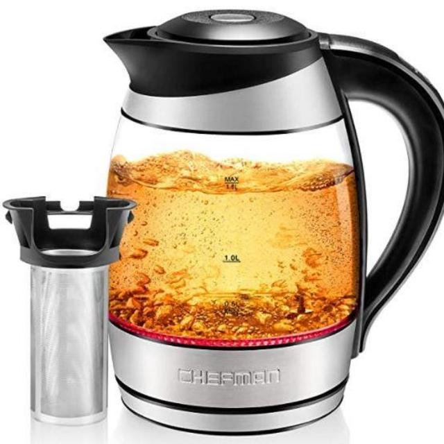 Chefman Electric Kettle w/Temperature Control, Removable Tea Infuser, 5 Presets LED Indicator Lights, 360° Swivel Base, BPA Free, Stainless Steel, 1.8 Liters