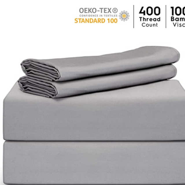 Tafts Bamboo Sheets King Size - 100% Pure Organic Viscose Bamboo Sheet Set - 400TC Bamboo Bed Sheets - 4 Pieces - 17” Deep Pocket - Silk Feel, Cooling, Anti-Static, Hypoallergenic (Space Grey)