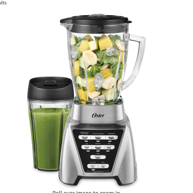 Oster Blender | Pro 1200 with Glass Jar, 24-Ounce Smoothie Cup, Brushed Nickel