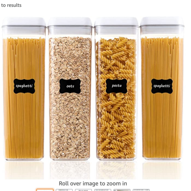 Airtight Food Storage Containers, Vtopmart 4 Pieces BPA Free Tall Plastic Pasta Spaghetti Containers with Easy Lock Lids, for Kitchen Pantry Organization and Storage, with 24 Labels