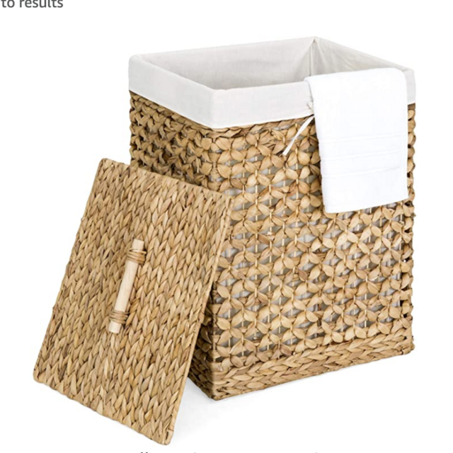 Best Choice Products Decorative Woven Water Hyacinth Wicker Laundry Clothes Hamper Basket w/Liner, Lid - Natural