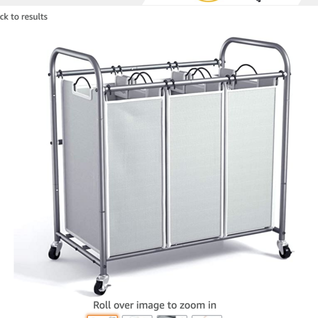 ROMOON Laundry Sorter, 3 Bag Laundry Hamper Sorter with Rolling Heavy Duty Casters, Laundry Organizer Cart for Clothes Storage, Gray