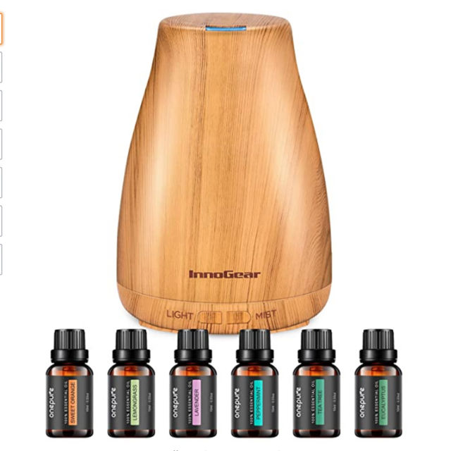 InnoGear Essential Oil Diffuser with Oils, 150ml Aromatherapy Diffuser with 6 Essential Oils Set, Aroma Cool Mist Humidifier Gift Set, Yellow