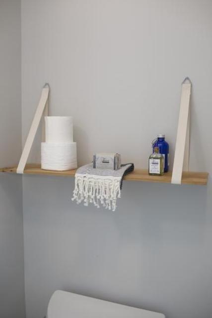 Wood Shelf with Fabric Brackets