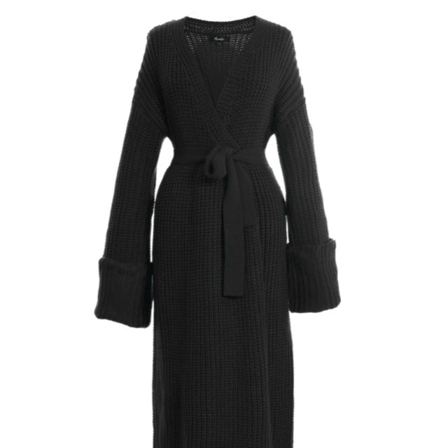 Miya Knit Cardigan Robe - Black - S/M