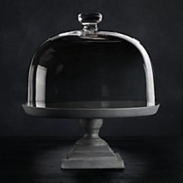 Grand Brasserie Cake Stand & Glass Dome Weathered Zinc